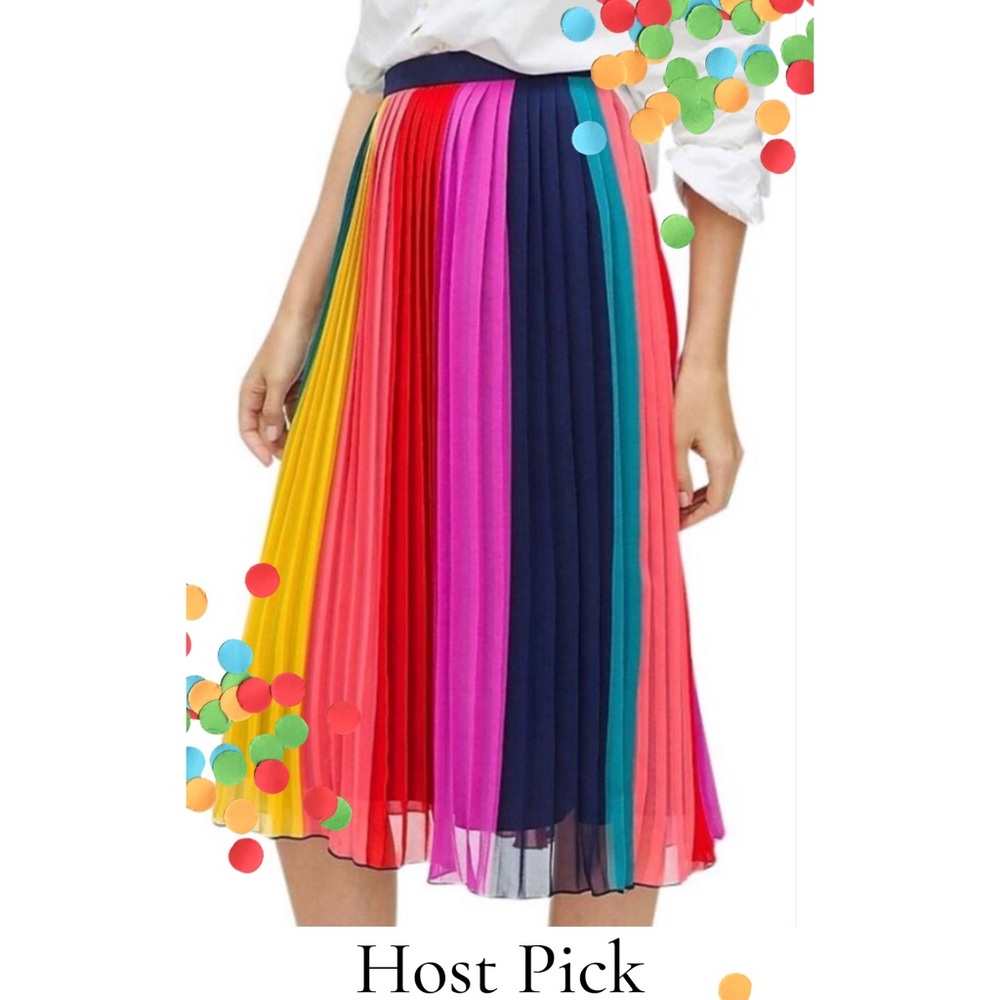 🌈Host Pick🌈 NWT J. Crew Pleated Rainbow Skirt